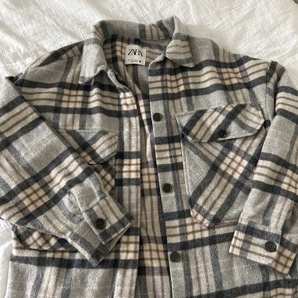 Zara plaid oversized blazer button up - Picture 1 of 4